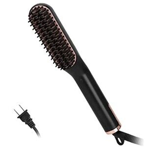 NIB Electric Beard Straightener Brush 3 Heat Settings Ceramic Plates Lightweight